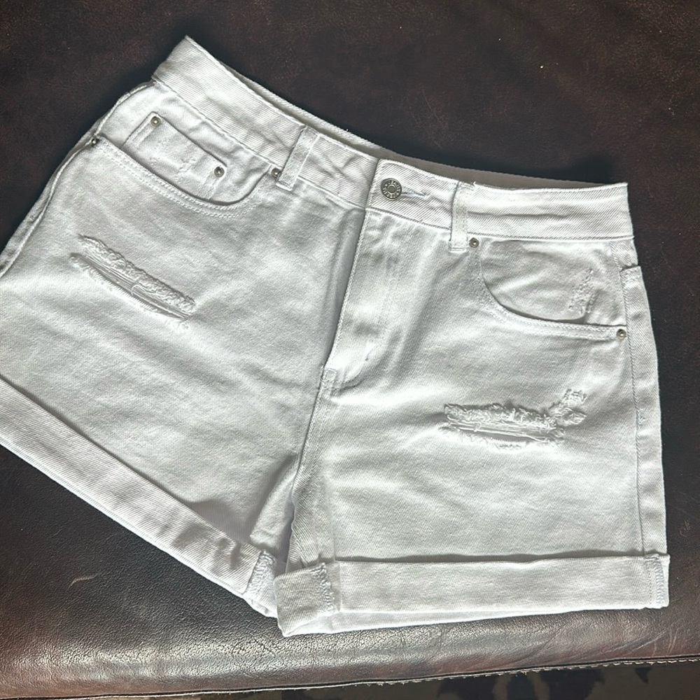 VERVET BY FLYING MONKEY Crisp White Jean Shorts
